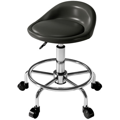 Adjustable Rolling Stool with Backrest Swivel Stool 59-75 cm Work Stool 360° Rotatable Stool Office Stool for Office Salon Massage Spa Black