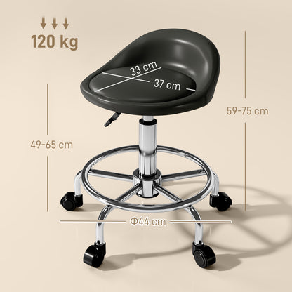 Adjustable Rolling Stool with Backrest Swivel Stool 59-75 cm Work Stool 360° Rotatable Stool Office Stool for Office Salon Massage Spa Black
