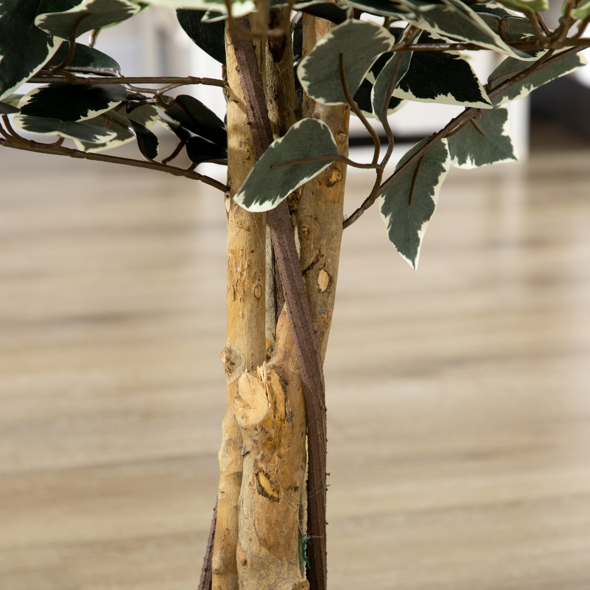 Artificial Ficus with Trunks 130 cm Artificial Plant with Pots and 702 Realistic Leaves for Home Decoration Living Room Bedroom Ø15x130 cm Green