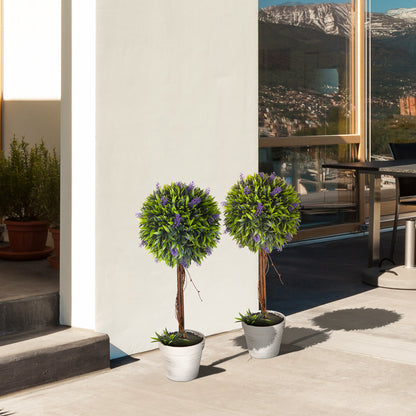 Artificial Lavender 2-Piece Set Large 60 cm Plant, Artificial Plants in Pot, Plastic Flower Realistic for Living Room Bedroom Office Garden Modern Decor