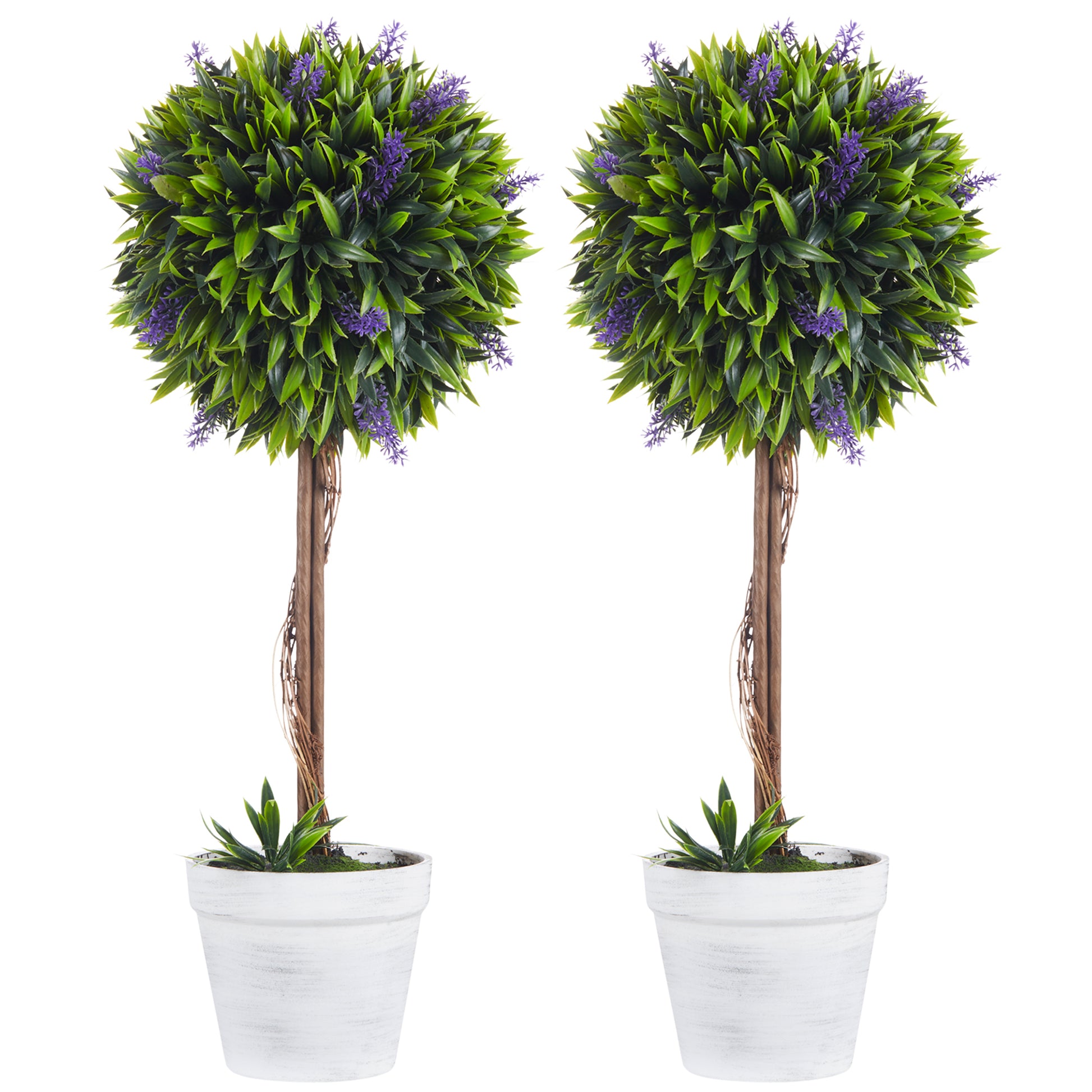 Artificial Lavender 2-Piece Set Large 60 cm Plant, Artificial Plants in Pot, Plastic Flower Realistic for Living Room Bedroom Office Garden Modern Decor