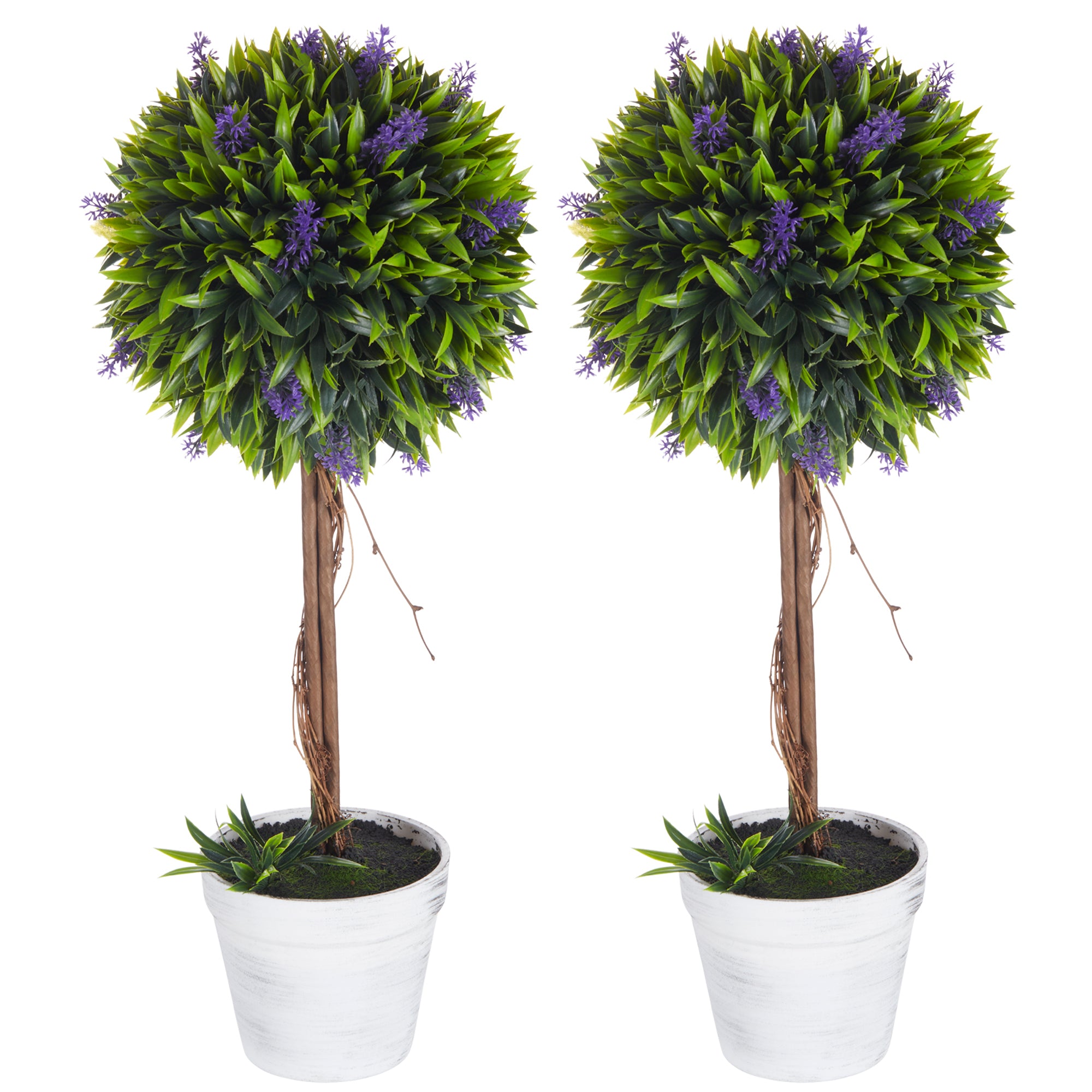 Artificial Lavender 2-Piece Set Large 60 cm Plant, Artificial Plants in Pot, Plastic Flower Realistic for Living Room Bedroom Office Garden Modern Decor