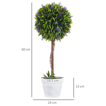 Artificial Lavender 2-Piece Set Large 60 cm Plant, Artificial Plants in Pot, Plastic Flower Realistic for Living Room Bedroom Office Garden Modern Decor