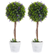 Artificial Lavender 2-Piece Set Large 60 cm Plant, Artificial Plants in Pot, Plastic Flower Realistic for Living Room Bedroom Office Garden Modern Decor