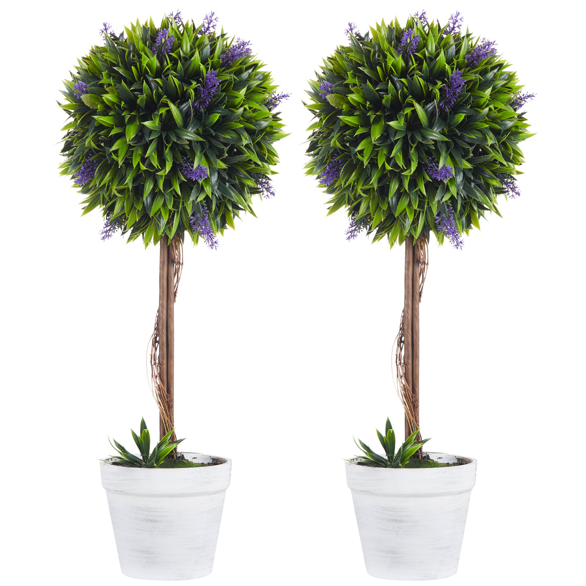 Artificial Lavender 2-Piece Set Large 60 cm Plant, Artificial Plants in Pot, Plastic Flower Realistic for Living Room Bedroom Office Garden Modern Decor