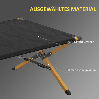 Sun Lounger, Garden Lounger, Foldable Sunbed with Side Pocket, Relaxing Lounger, for Garden, Balcony, Oxford, Black, 196 x 64 x 45 cm