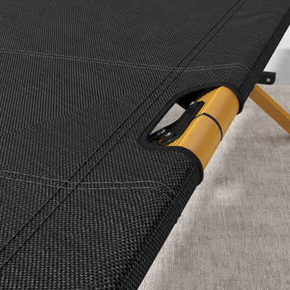 Sun Lounger, Garden Lounger, Foldable Sunbed with Side Pocket, Relaxing Lounger, for Garden, Balcony, Oxford, Black, 196 x 64 x 45 cm