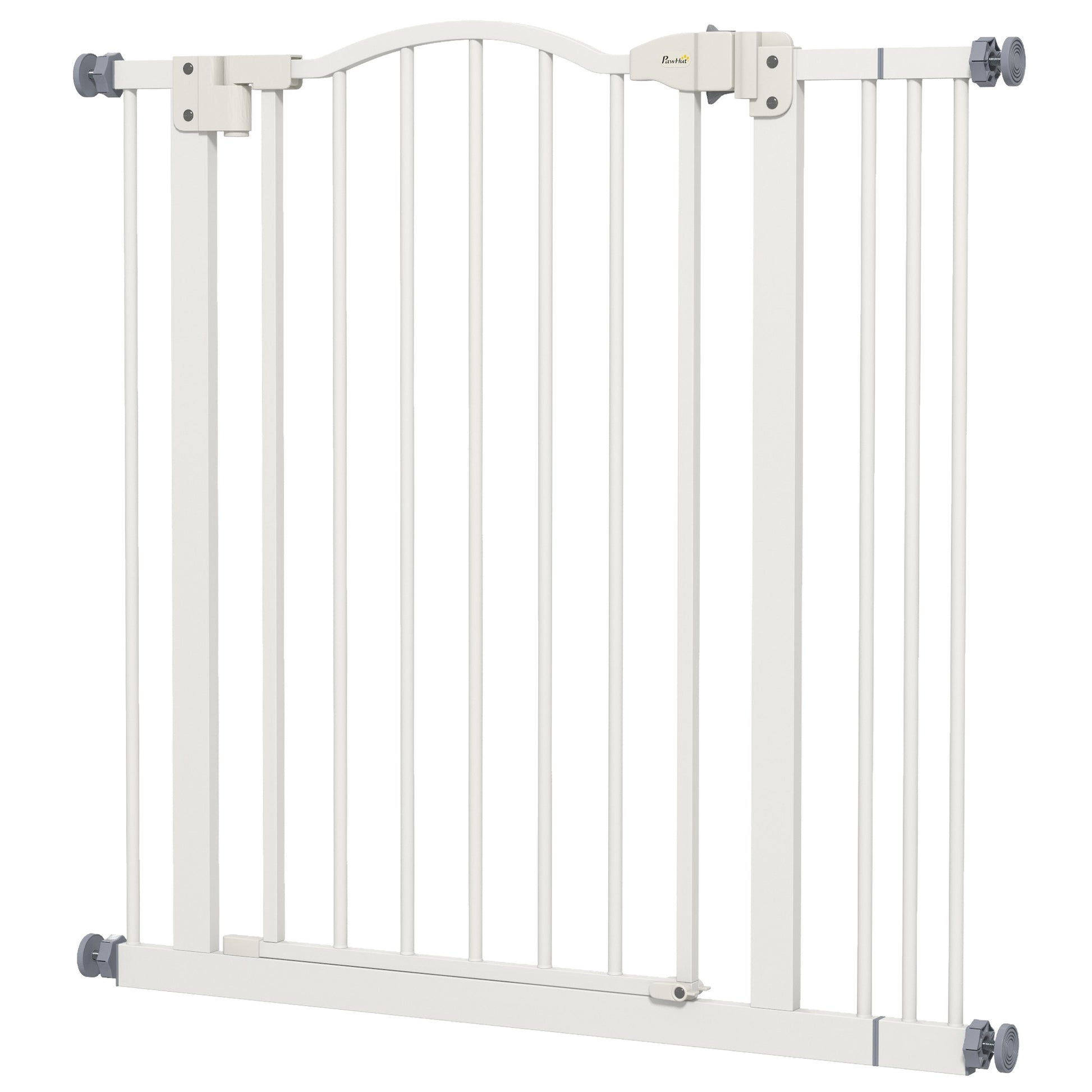 78 cm Indoor Dog Gate, Safety Dog Gate, Extensible Dog Barrier 74-87 cm with Double Lock and Automatic Closure for Stairs and Door, White