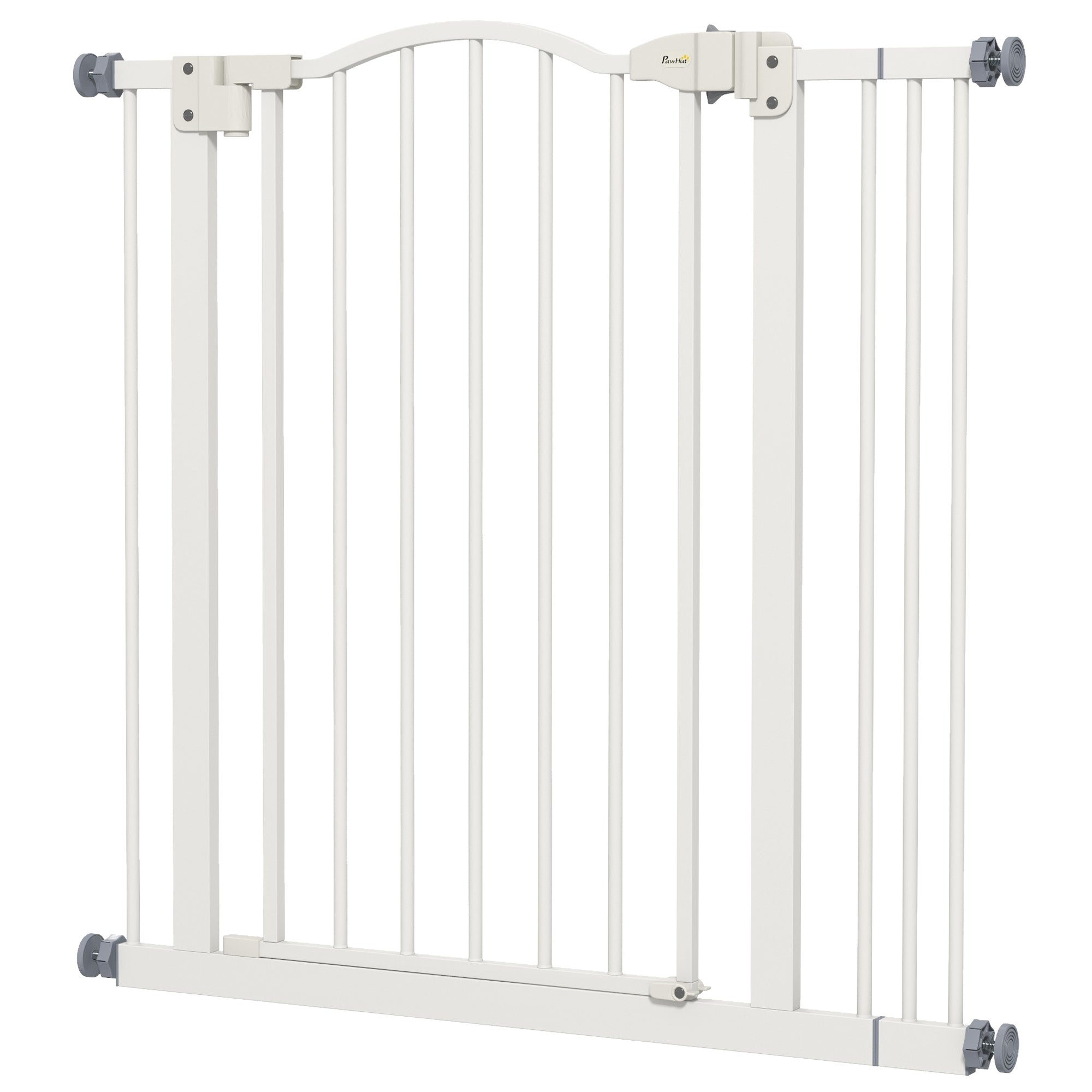 78 cm Indoor Dog Gate, Safety Dog Gate, Extensible Dog Barrier 74-87 cm with Double Lock and Automatic Closure for Stairs and Door, White