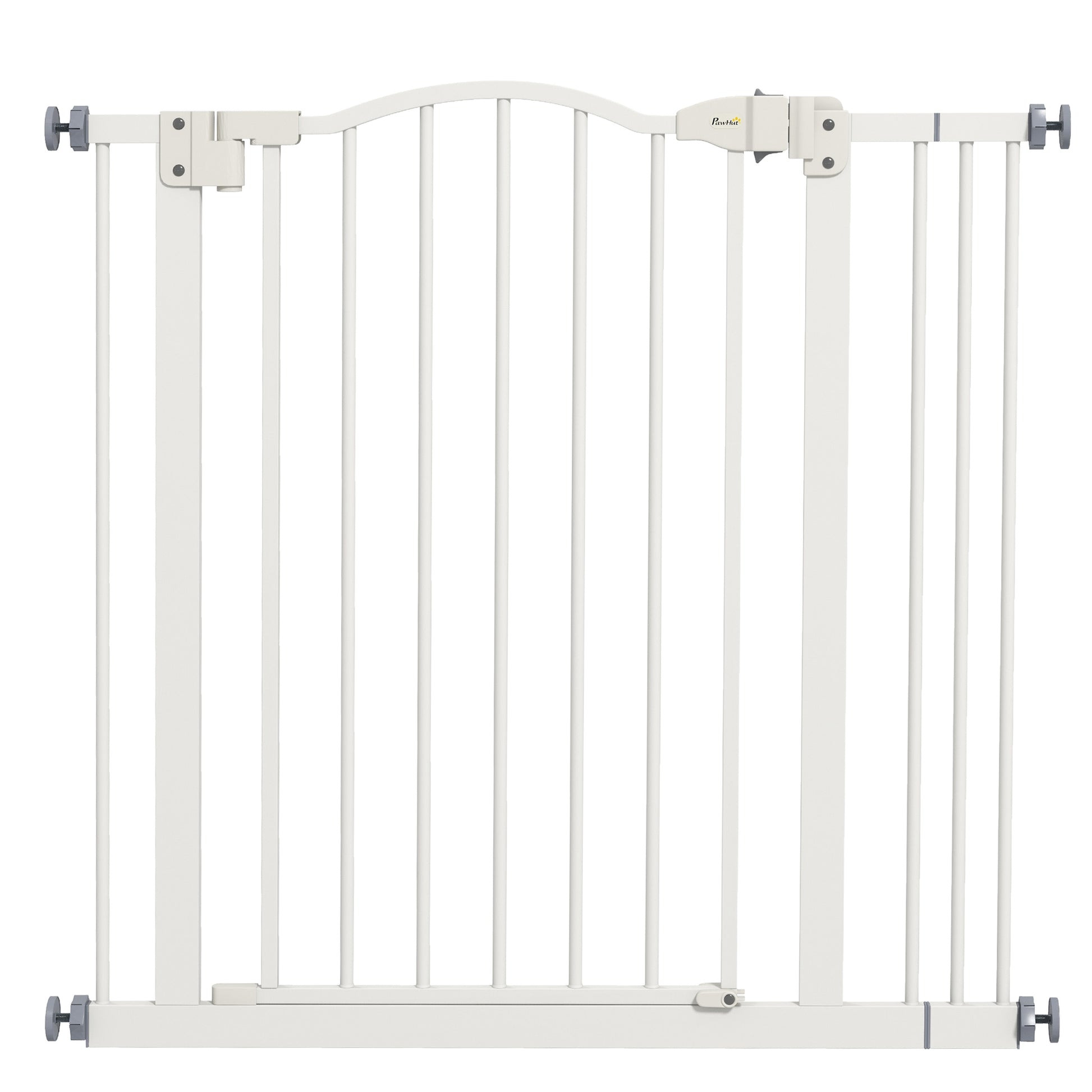 78 cm Indoor Dog Gate, Safety Dog Gate, Extensible Dog Barrier 74-87 cm with Double Lock and Automatic Closure for Stairs and Door, White