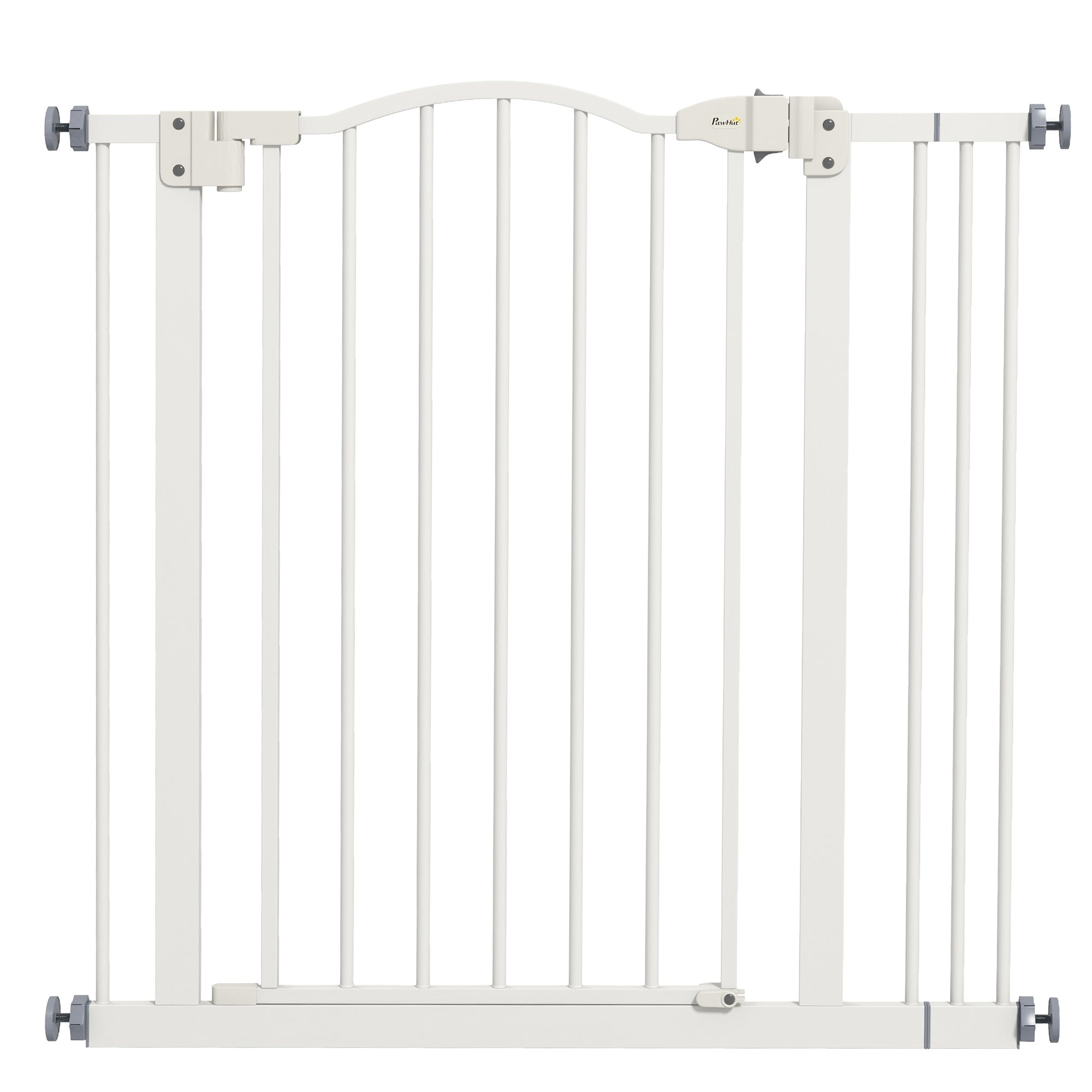 78 cm Indoor Dog Gate, Safety Dog Gate, Extensible Dog Barrier 74-87 cm with Double Lock and Automatic Closure for Stairs and Door, White
