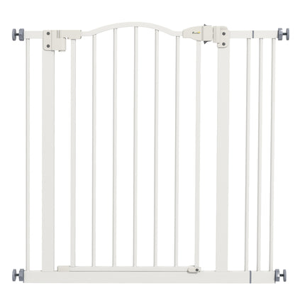 78 cm Indoor Dog Gate, Safety Dog Gate, Extensible Dog Barrier 74-87 cm with Double Lock and Automatic Closure for Stairs and Door, White