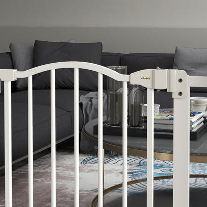 78 cm Indoor Dog Gate, Safety Dog Gate, Extensible Dog Barrier 74-87 cm with Double Lock and Automatic Closure for Stairs and Door, White