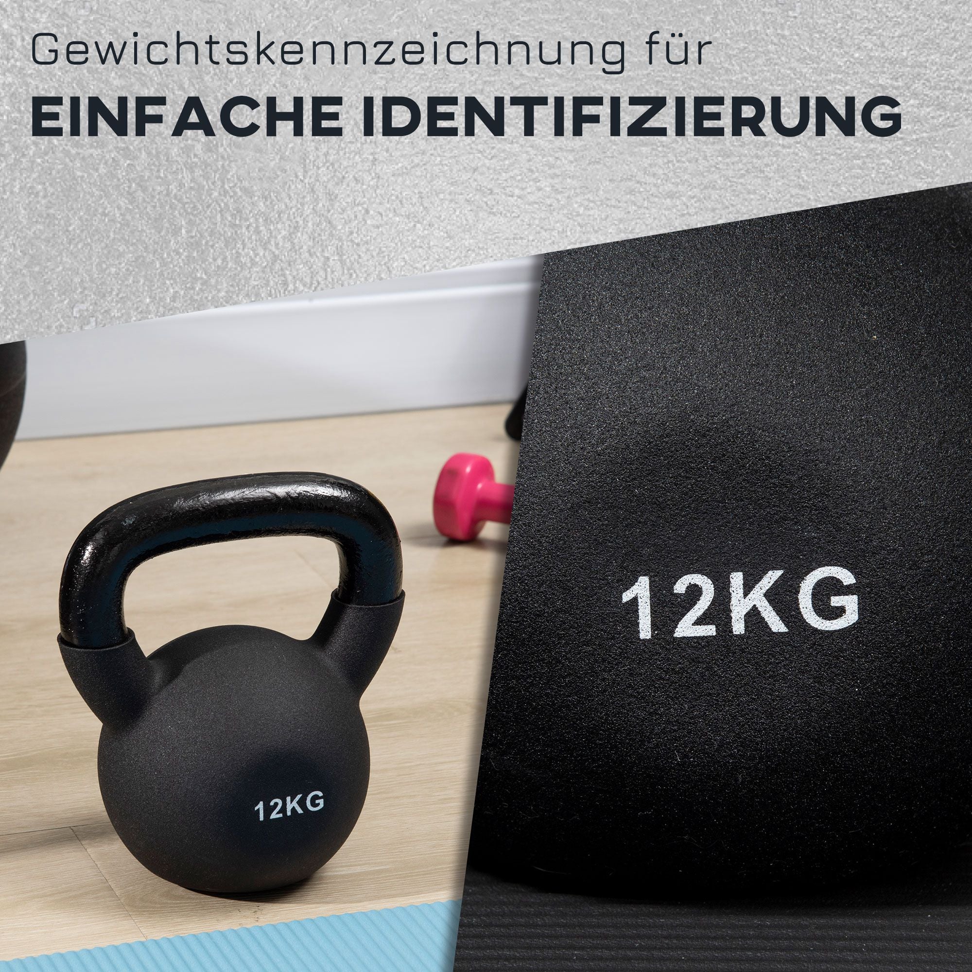 12 KG Cast Iron Kettlebell with Neoprene Coating Floor-Friendly Weight Ball for Weightlifting, Conditioning, Strength and Core Training Black