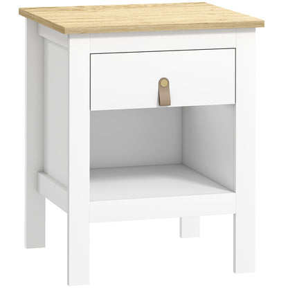 Modern Bedside Table Nightstand with Drawer Open Compartment Side Table for Living Room Bedroom 45x40x55 cm White