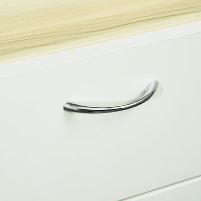 4-Door Kitchen Buffet with 3 Cabinets, Drawer, Hanging Cabinet, and Particle Board Countertop, 102x48x180cm, White and Wood Color