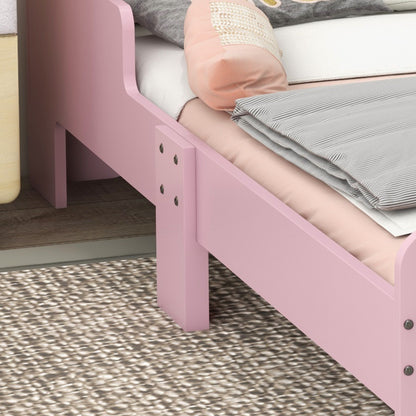 ZONEKIZ Children's Bed for 3 to 6-Year-Olds 143 x 74 x 55 cm Cloud Design - Slatted Base Included, Modern Pink Room