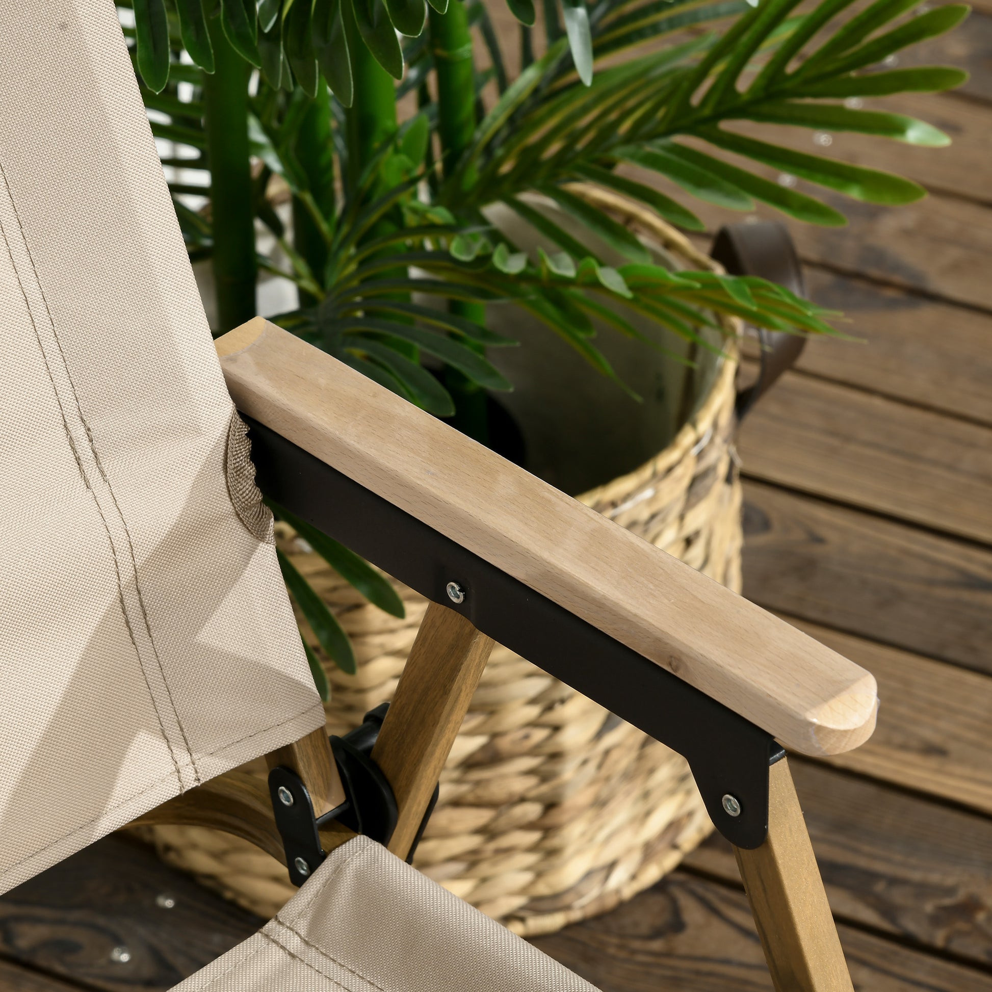 Camping Chair Fishing Chair Folding with Armrests - Oxford Fabric and Steel Frame - 54 x 59 x 78 cm - Khaki