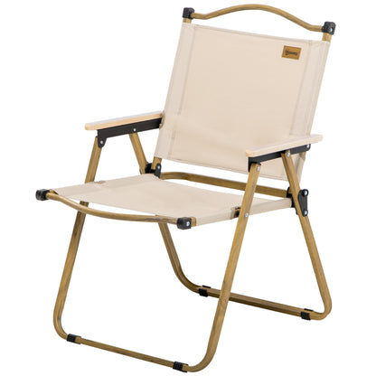 Camping Chair Fishing Chair Folding with Armrests - Oxford Fabric and Steel Frame - 54 x 59 x 78 cm - Khaki