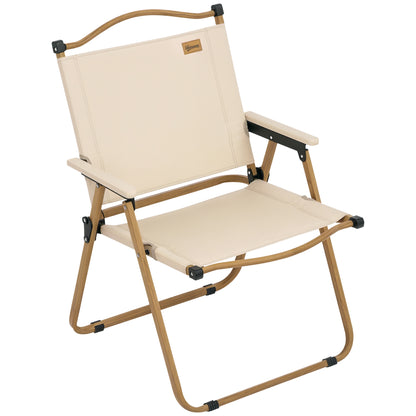 Camping Chair Fishing Chair Folding with Armrests - Oxford Fabric and Steel Frame - 54 x 59 x 78 cm - Khaki