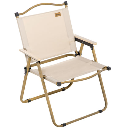 Camping Chair Fishing Chair Folding with Armrests - Oxford Fabric and Steel Frame - 54 x 59 x 78 cm - Khaki