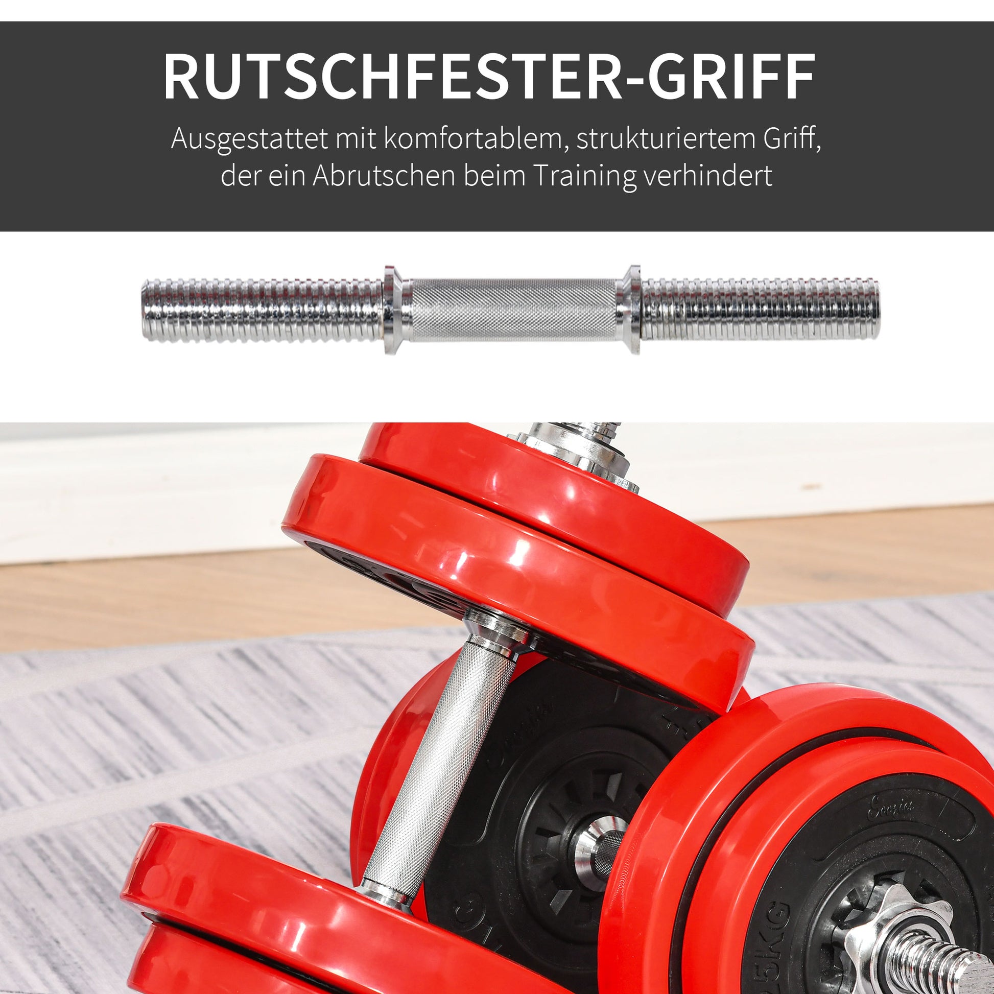 Dumbbell Set 20 KGS 2-IN-1 Dumbbells & Barbells Adjustable Weightlifting for Home Fitness Muscle Red+Black 21.5 x 21.5 x 3.8 cm