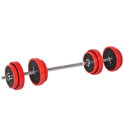Dumbbell Set 20 KGS 2-IN-1 Dumbbells & Barbells Adjustable Weightlifting for Home Fitness Muscle Red+Black 21.5 x 21.5 x 3.8 cm