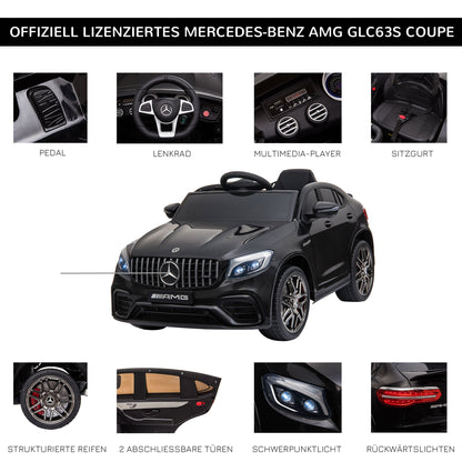 Kids Vehicle 12V Mercedes-Benz AMG GLC63S COUPE Licensed Electric Car with Remote Control Seat Belt 2 x 35W Motors MP337-60 Months Black 115 x 70 x 55 cm