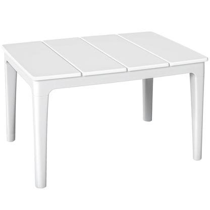 Outdoor Coffee Table with Cylindrical Legs, Rectangular PP Plastic Garden Side Table, Modern Style — for Garden, Balcony, Terrace — 53 x 70 x 39 cm (20.9 x 27.6 x 15.4 in), Cream