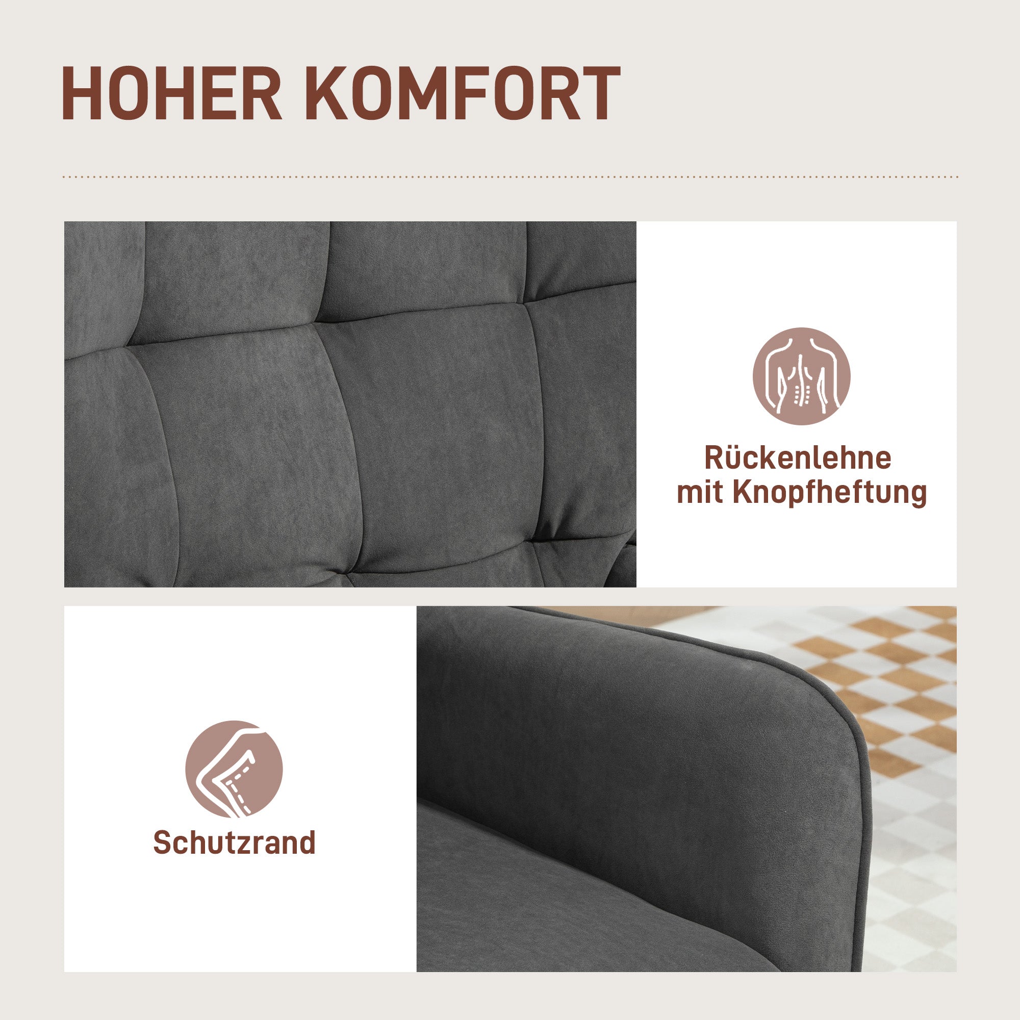Armchair Living Room Lounge Chair Relax Chair with Wooden Legs Reading Chair with Velvet Look, Upholstered Chair for Bedroom Gray