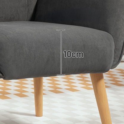Armchair Living Room Lounge Chair Relax Chair with Wooden Legs Reading Chair with Velvet Look, Upholstered Chair for Bedroom Gray
