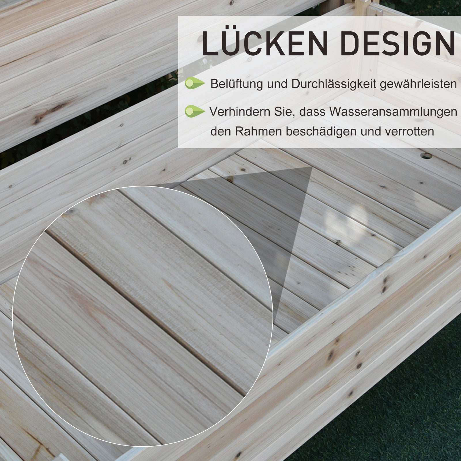 Raised Bed 2 Tiers Greenhouse Herb Bed Planter Box with Drainage Holes Solid Wood Natural 115 x 114 x 76 cm