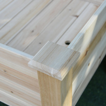 Raised Bed 2 Tiers Greenhouse Herb Bed Planter Box with Drainage Holes Solid Wood Natural 115 x 114 x 76 cm