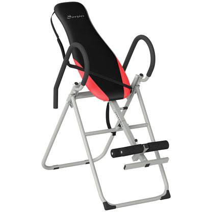 SPORTNOW Foldable Steel Inversion Table, 0–90° Adjustable, Adjustable Ankle Lock, Safety Strap, Non-Slip Feet, 265 lb (120 kg) Capacity