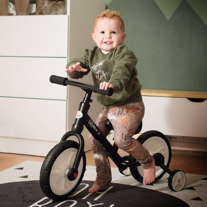 Kids Balance Bike, Training Bike, Kids Bicycle, 2-in-1, Children's Bike with Training Wheels and Pedals, 2-5 Years, Adjustable Seat Height, PP, Black, 85 x W36 x H54 cm