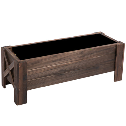 Urban Garden Planter Solid Wood Rectangular Planter with Elevated Legs and 2 Drainage Holes for Flowers Plants Crops 100x36.5x36 cm Brown