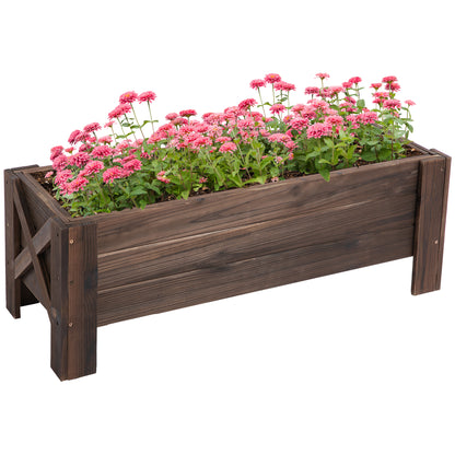 Urban Garden Planter Solid Wood Rectangular Planter with Elevated Legs and 2 Drainage Holes for Flowers Plants Crops 100x36.5x36 cm Brown