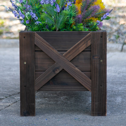 Urban Garden Planter Solid Wood Rectangular Planter with Elevated Legs and 2 Drainage Holes for Flowers Plants Crops 100x36.5x36 cm Brown