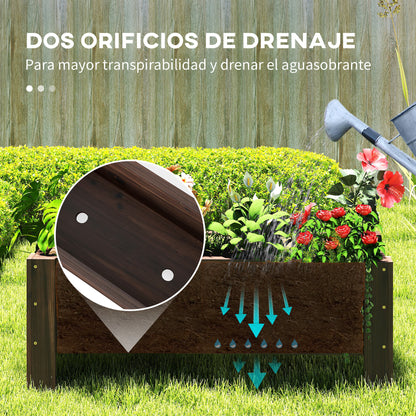 Urban Garden Planter Solid Wood Rectangular Planter with Elevated Legs and 2 Drainage Holes for Flowers Plants Crops 100x36.5x36 cm Brown