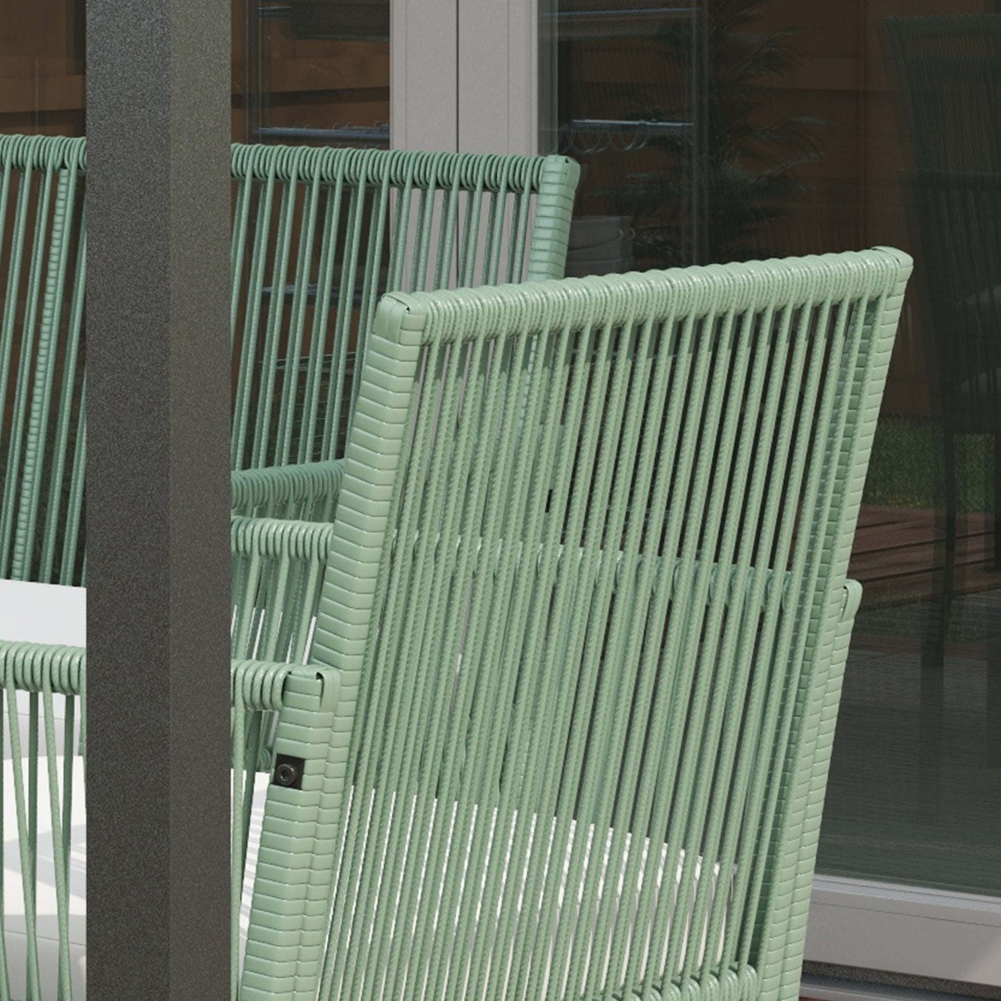 4-Piece Rattan Garden Set, Outdoor Set with 2 Outdoor Armchairs, Garden Sofa, and Garden Coffee Table, Green and Black