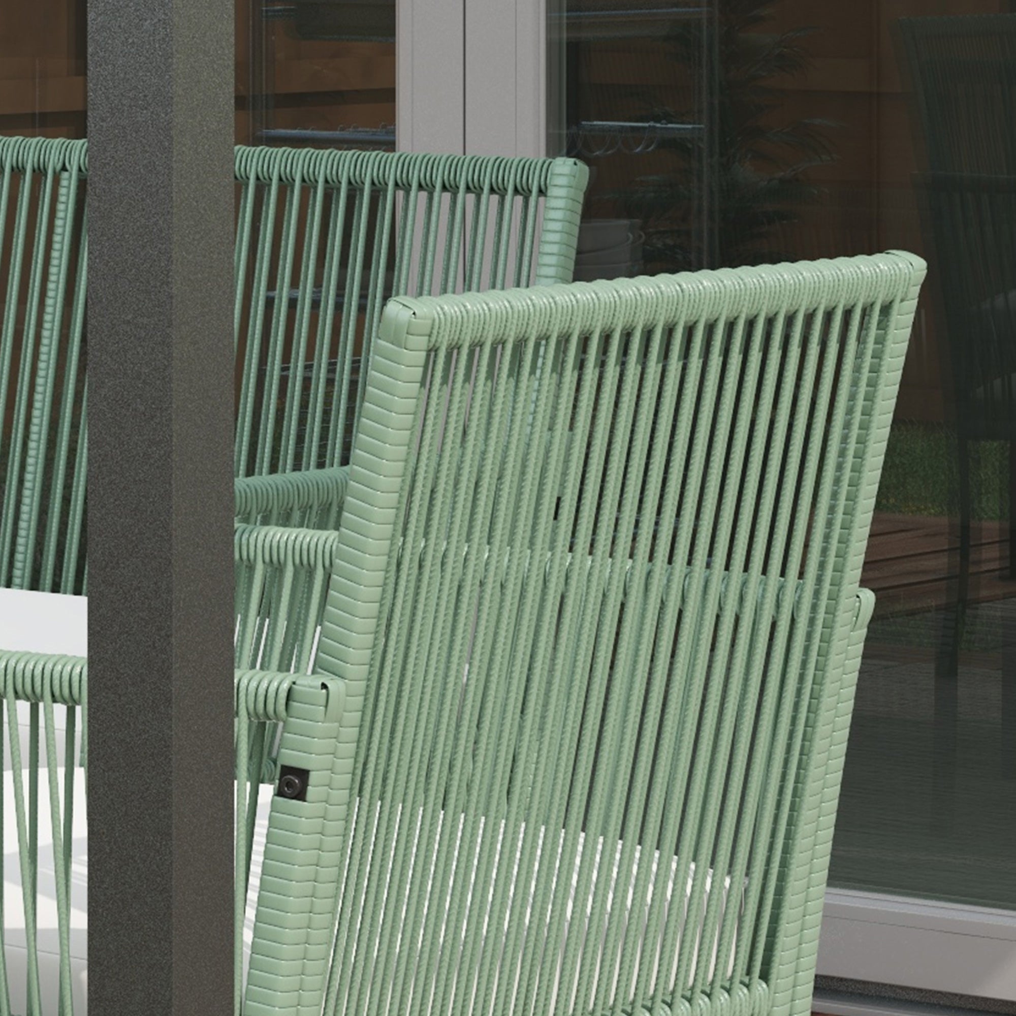 4-Piece Rattan Garden Set, Outdoor Set with 2 Outdoor Armchairs, Garden Sofa, and Garden Coffee Table, Green and Black