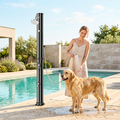40L Solar Garden Shower with Handheld & Overhead Shower, Adjustable Temp up to 140°F, No Electricity – Outdoor Pool Shower