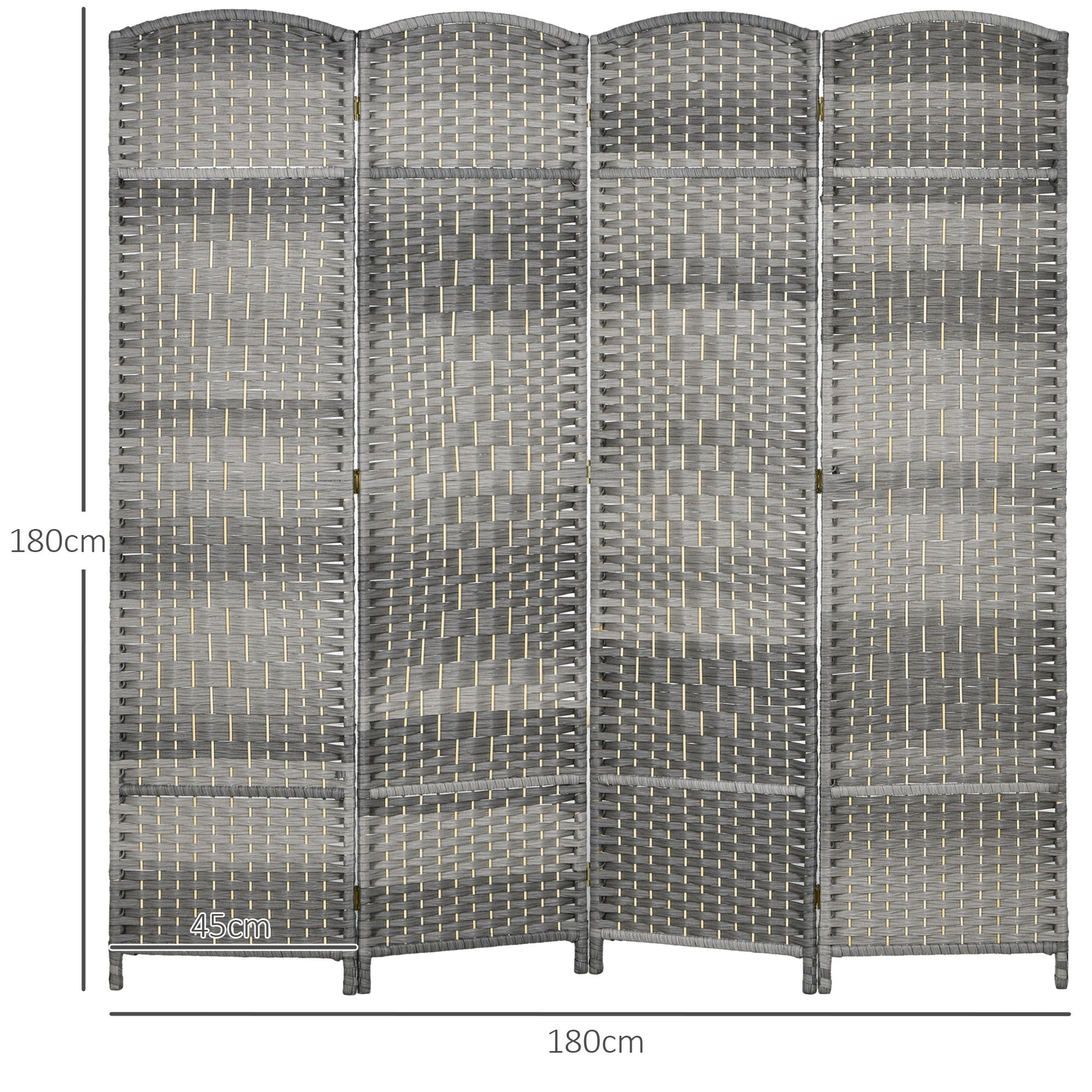 4-Panel Foldable Screen 180x180 cm Room Divider Privacy Screen Polypropylene for Office Bedroom Gray Mix