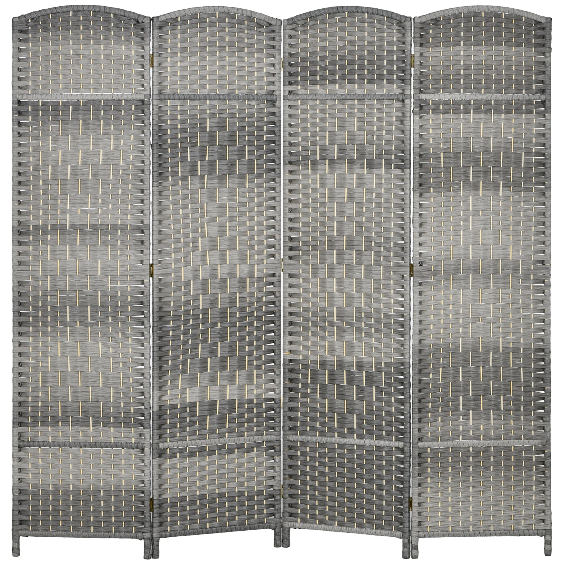 4-Panel Foldable Screen 180x180 cm Room Divider Privacy Screen Polypropylene for Office Bedroom Gray Mix