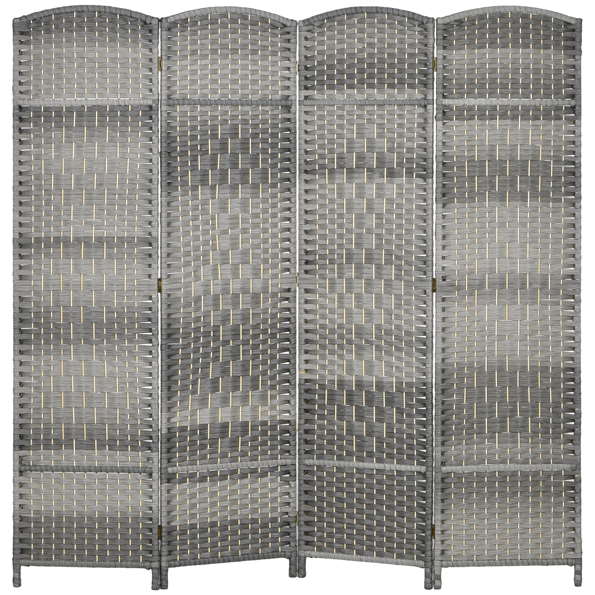 4-Panel Foldable Screen 180x180 cm Room Divider Privacy Screen Polypropylene for Office Bedroom Gray Mix