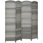 4-Panel Foldable Screen 180x180 cm Room Divider Privacy Screen Polypropylene for Office Bedroom Gray Mix