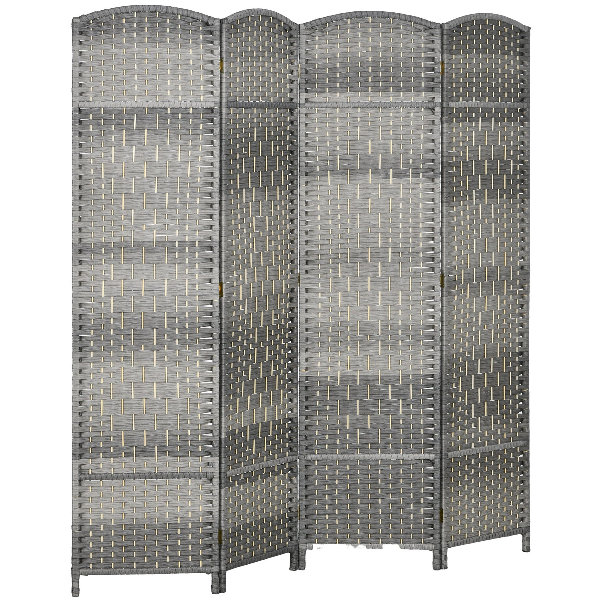 4-Panel Foldable Screen 180x180 cm Room Divider Privacy Screen Polypropylene for Office Bedroom Gray Mix