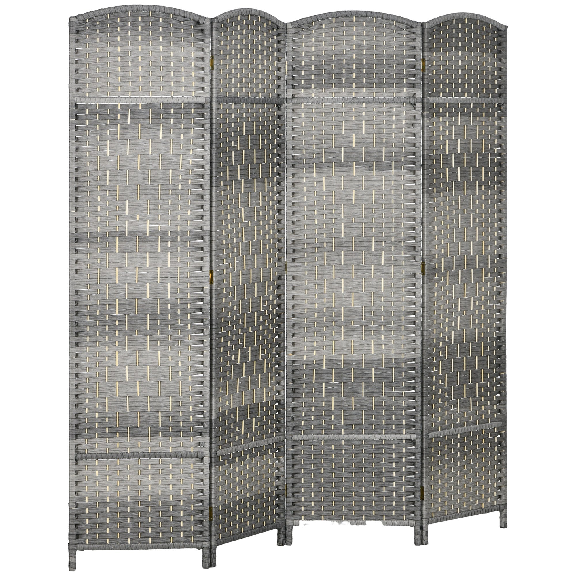 4-Panel Foldable Screen 180x180 cm Room Divider Privacy Screen Polypropylene for Office Bedroom Gray Mix