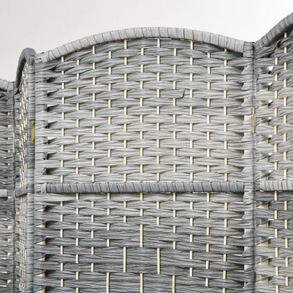 4-Panel Foldable Screen 180x180 cm Room Divider Privacy Screen Polypropylene for Office Bedroom Gray Mix