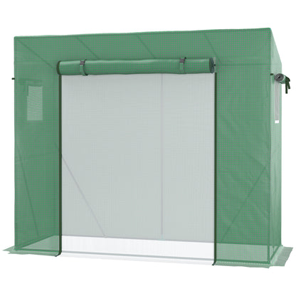 PE Garden Greenhouse, Balcony Greenhouse, 140 gsm Reinforced Tarpaulin, Steel Frame, Roll-Up Zippered Door, for Vegetables Plants Flowers, Indoor and Outdoor, 200 x 77 x 169 cm, Green